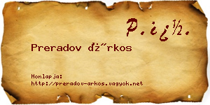 Preradov Árkos névjegykártya